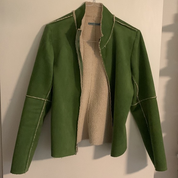 Velvet by Graham & Spencer green faux shearling jacket. Size Large - Picture 2 of 4